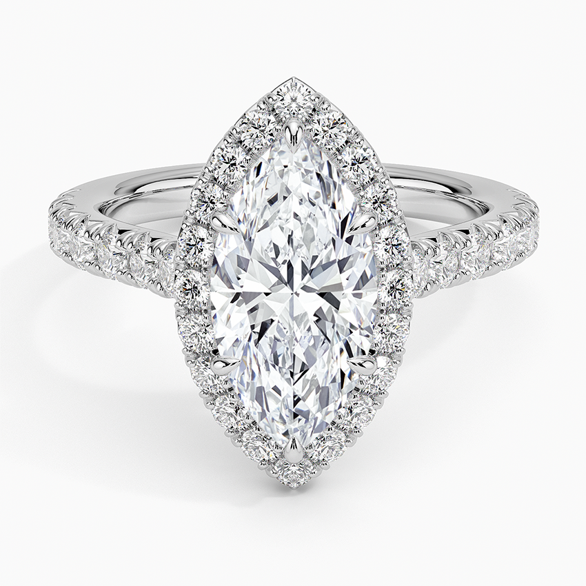 Sienna Halo Half Coverage Diamond Ring (2/3 ct. tw.) - Marquise Center Stone