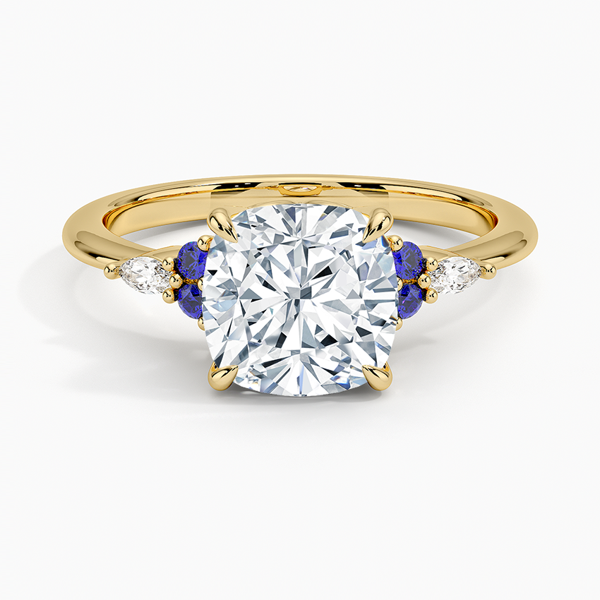 Nadia Sapphire and Diamond Ring - Cushion Cut Center Stone