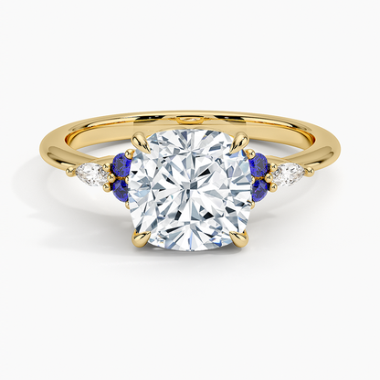 Nadia Sapphire and Diamond Ring - Cushion Cut Center Stone