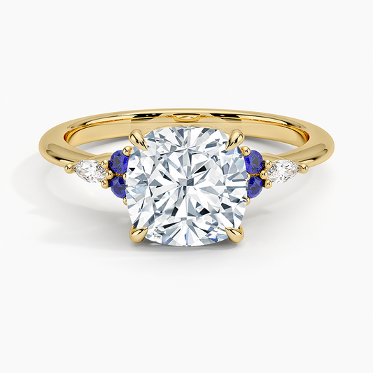 Nadia Sapphire and Diamond Ring - Cushion Cut Center Stone