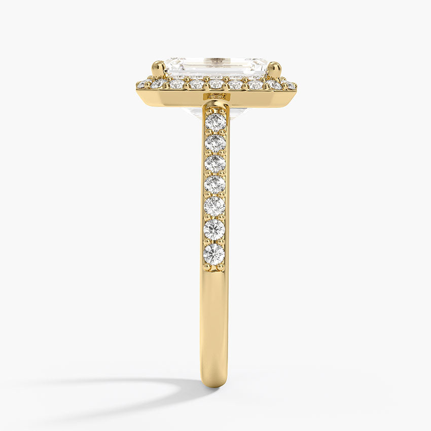 Halo Diamond Ring with Side Stones (1/3 ct. tw.) - Emerald Cut Center Stone