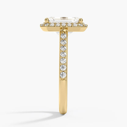 Halo Diamond Ring with Side Stones (1/3 ct. tw.) - Emerald Cut Center Stone