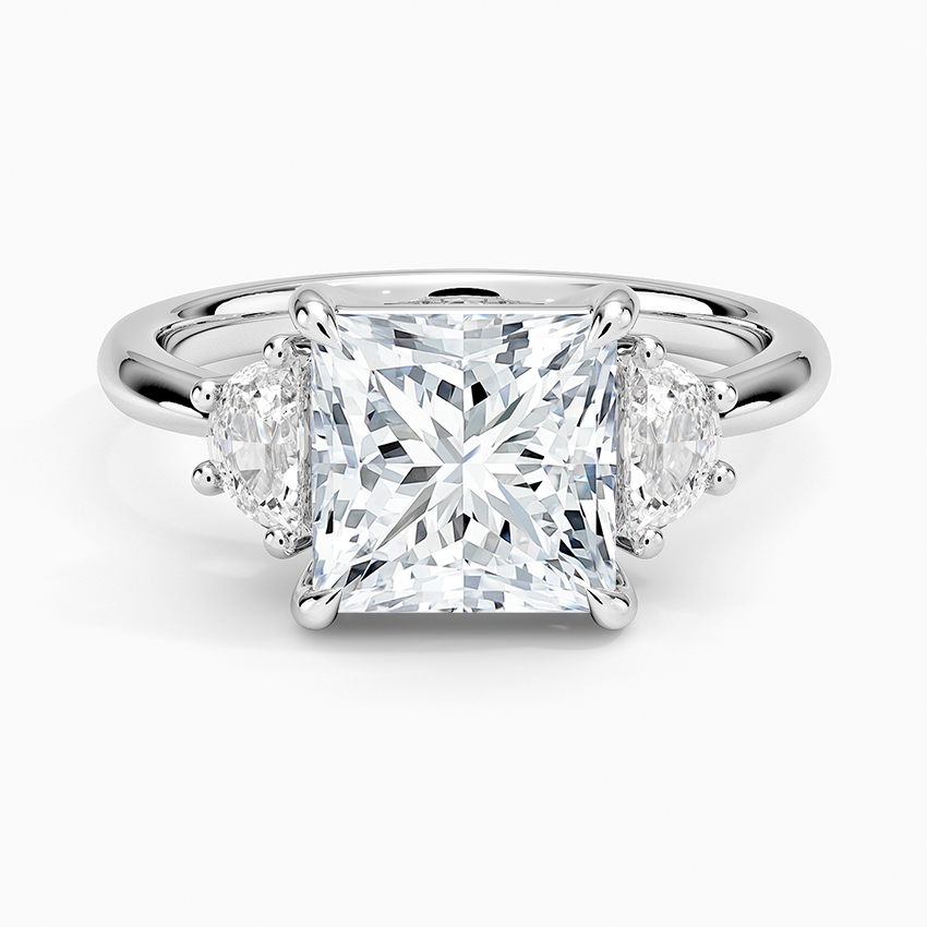 Half Moon Three Stone Diamond Ring (1/4 ct. tw.) - Princess Cut Center Stone