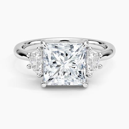 Half Moon Three Stone Diamond Ring (1/4 ct. tw.) - Princess Cut Center Stone