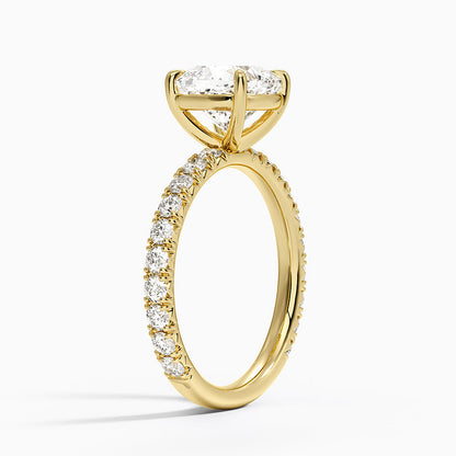 Luxe French Pavé Perfect Fit Diamond Ring (1/2 ct. tw.) - Cushion Cut Center Stone