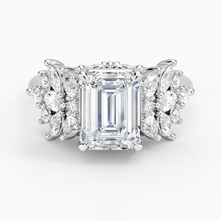 Grand Nadia Diamond Ring - Emerald Cut Center Stone