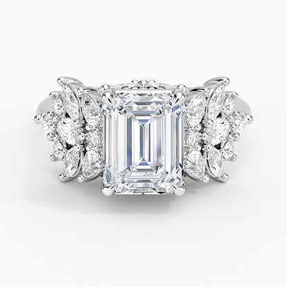 Grand Nadia Diamond Ring - Emerald Cut Center Stone
