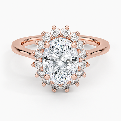 Sunburst Halo Diamond Ring (1/4 ct. tw.) - Oval Center Stone