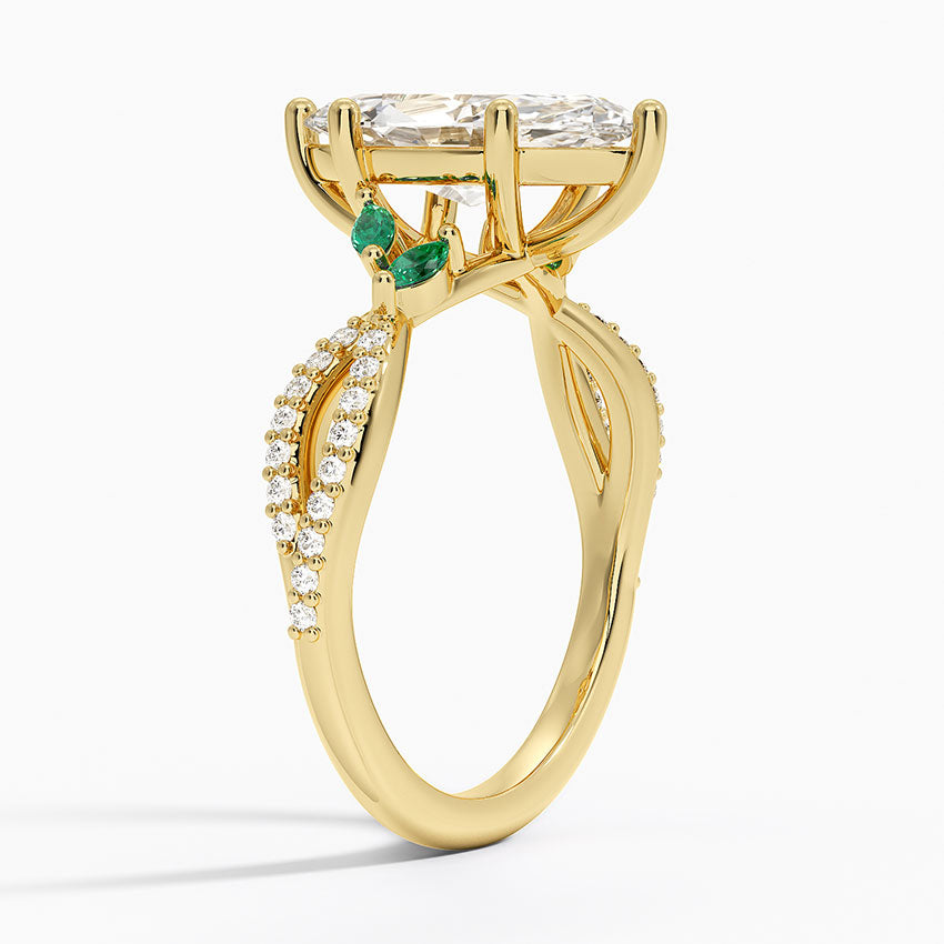 Luxe Willow Lab Emerald and Diamond Ring (1/8 ct. tw.) - Marquise Center Stone