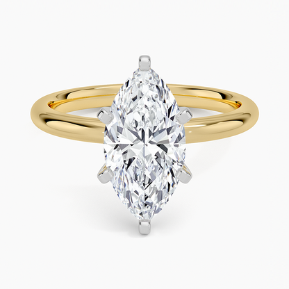 Comfort Fit 2mm Six-Prong Solitaire Ring - Marquise Center Stone