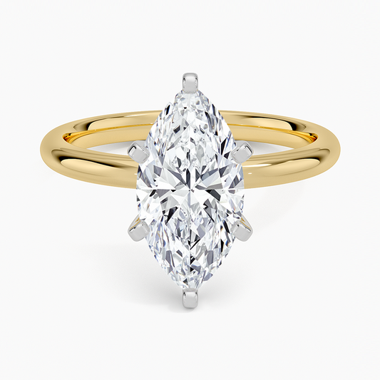 Comfort Fit 2mm Six-Prong Solitaire Ring - Marquise Center Stone