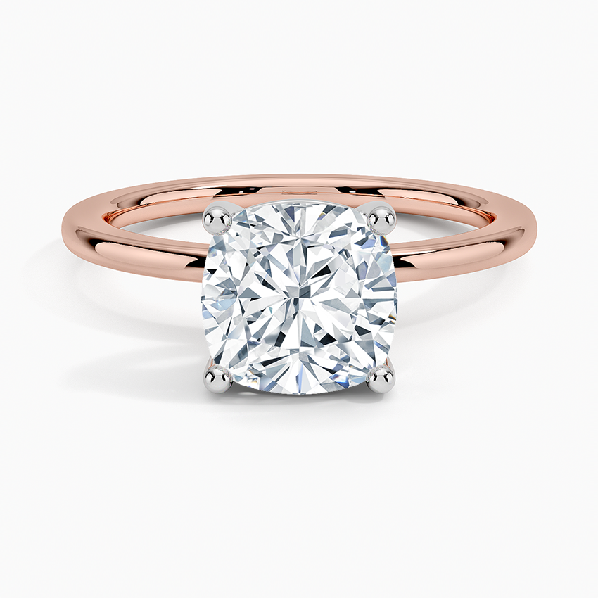 Platinum Mixed Metal Perfect Fit Solitaire Ring - Cushion Cut Center Stone