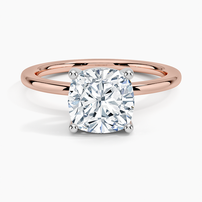 Platinum Mixed Metal Perfect Fit Solitaire Ring - Cushion Cut Center Stone