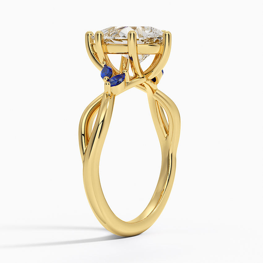 Willow Ring With Sapphire Accents - Pear Cut Center Stone