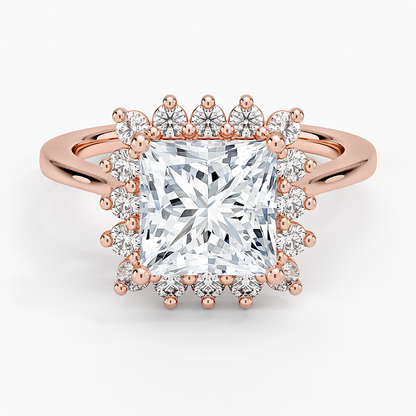 Sunburst Halo Diamond Ring (1/4 ct. tw.) - Princess Cut Center Stone
