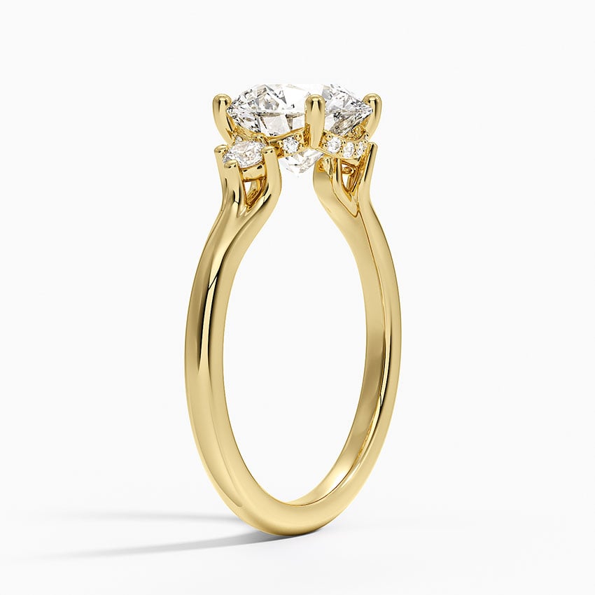 Floating Three Stone Diamond Ring - Round Center Stone