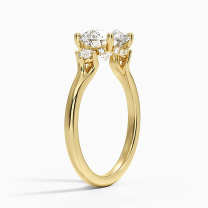 Floating Three Stone Diamond Ring - Round Center Stone