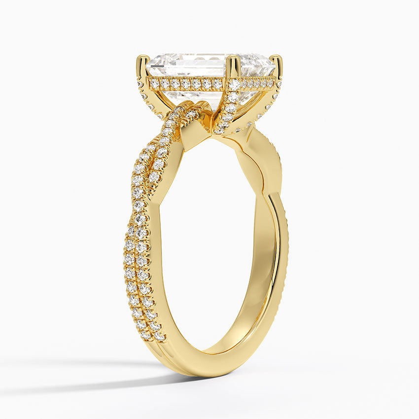 Adorned Luxe Petite Twisted Vine Diamond Ring - Emerald Cut Center Stone
