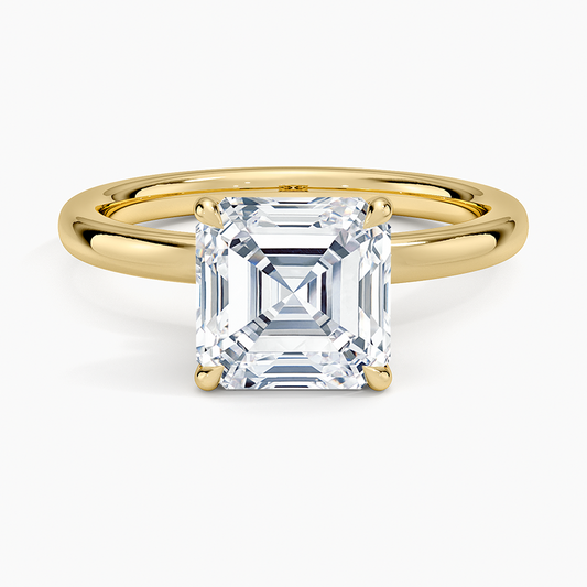 Secret Halo 2mm Diamond Ring - Asscher Cut Center Stone