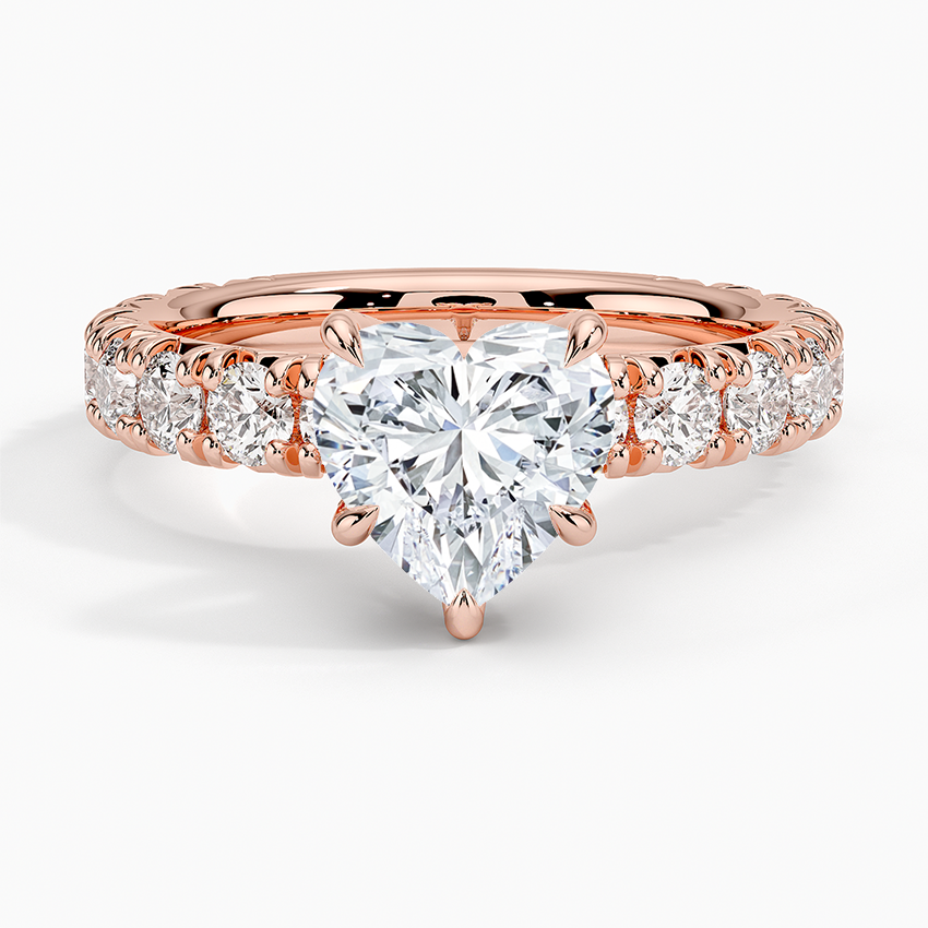 Ellora Three-Quarter Coverage Diamond Ring - Heart Center Stone