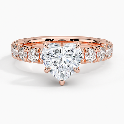 Ellora Three-Quarter Coverage Diamond Ring - Heart Center Stone