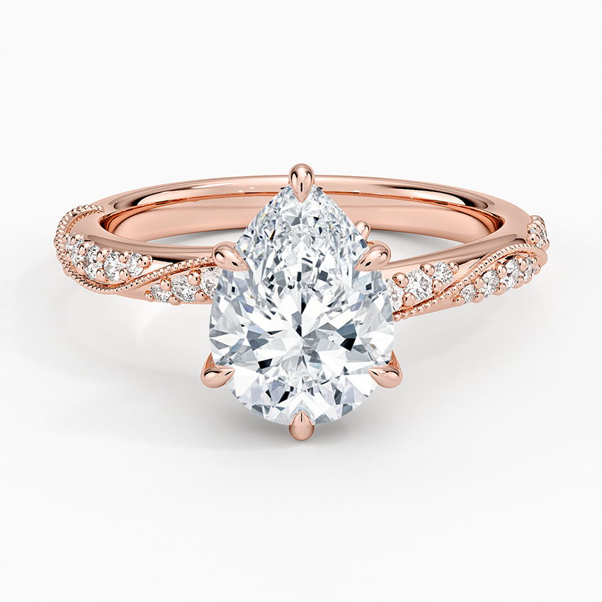Camellia Hidden Accent 2.5mm Diamond Ring - Pear Center Stone
