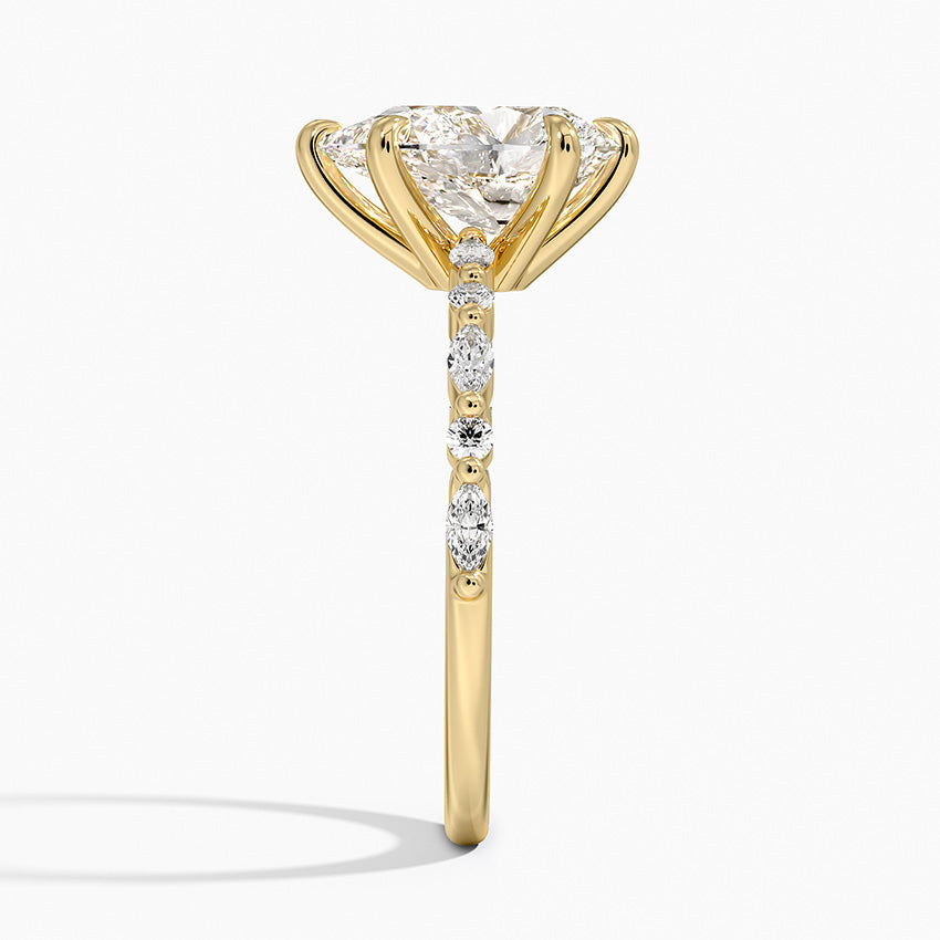 Delicate Versailles Diamond Ring - Pear Center Stone