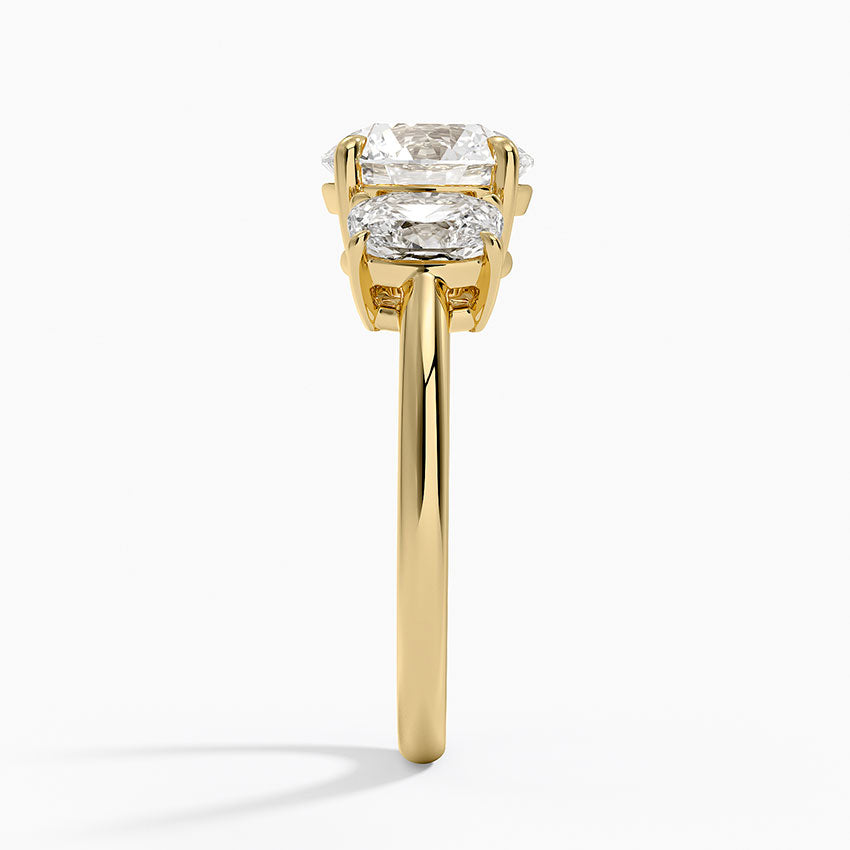 Luxe Faye Elongated Cushion Three Stone Diamond Ring (1 ct. tw.) - Round Cut Center Stone