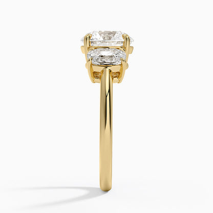 Luxe Faye Elongated Cushion Three Stone Diamond Ring (1 ct. tw.) - Round Cut Center Stone