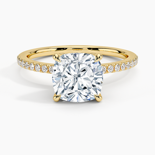 Luxe Petal Diamond Ring - Cushion Cut Center Stone