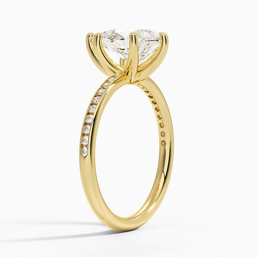 Tabitha Channel Set Diamond Ring - Pear Cut Center Stone