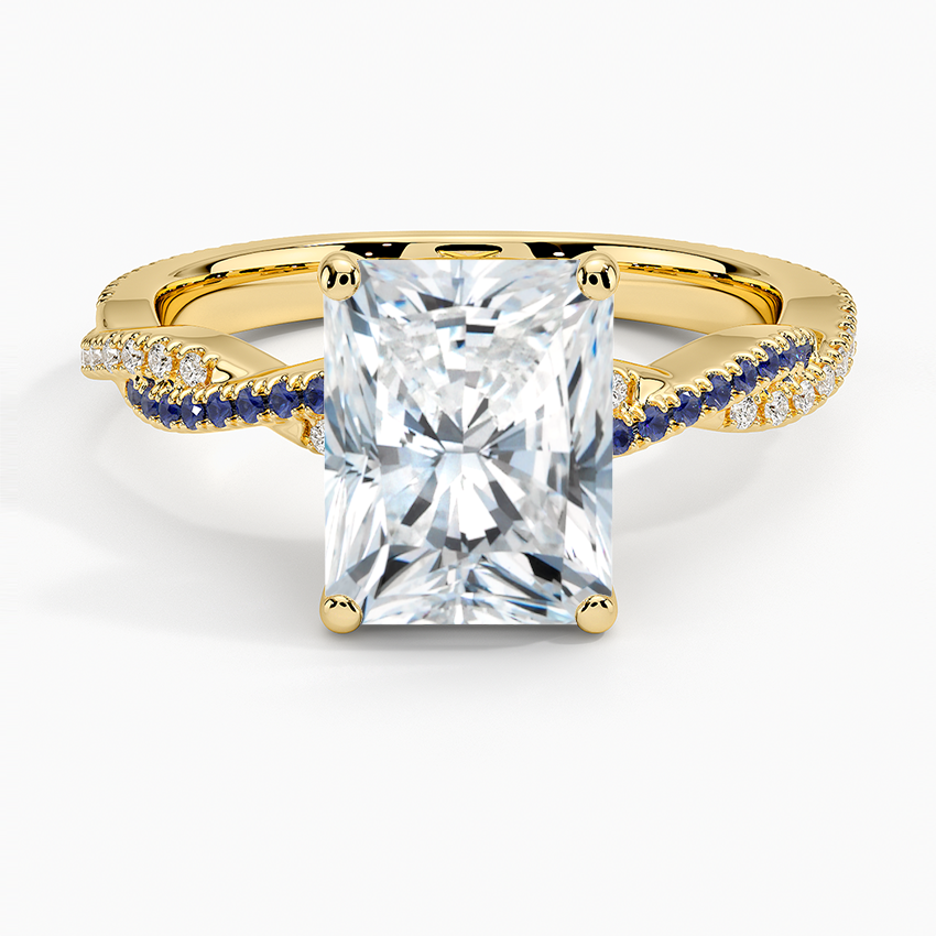 Petite Luxe Twisted Vine Sapphire and Diamond Ring (1/8 ct. tw.) - Radiant Cut Center Stone