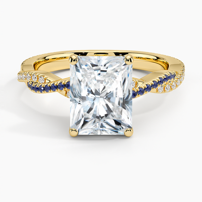 Petite Luxe Twisted Vine Sapphire and Diamond Ring (1/8 ct. tw.) - Radiant Cut Center Stone