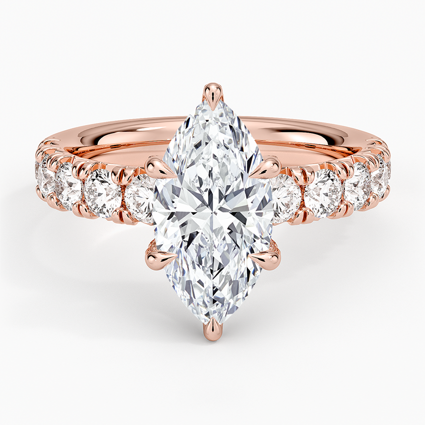 Ellora Half Coverage Diamond Ring - Marquise Center Stone