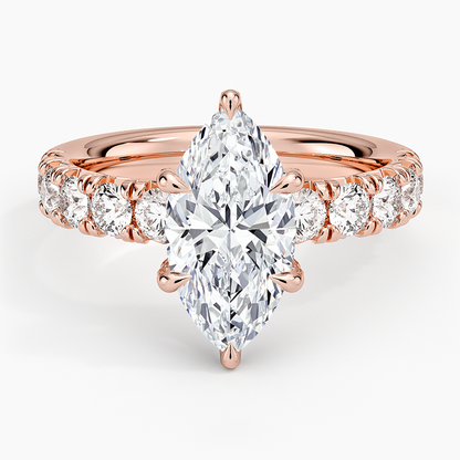 Ellora Half Coverage Diamond Ring - Marquise Center Stone