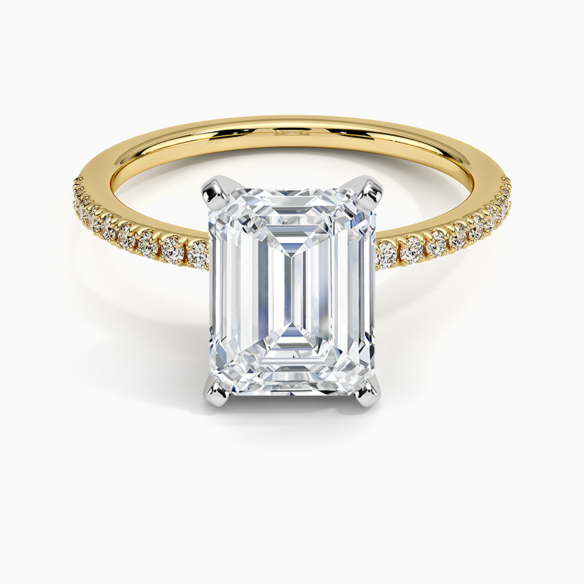 Ballad Half Coverage Diamond Ring (1/8 ct. tw.) - Emerald Cut Center Stone