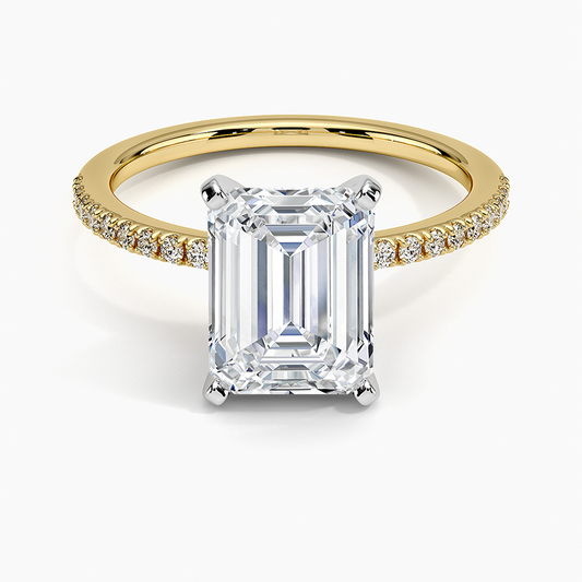 Ballad Half Coverage Diamond Ring (1/8 ct. tw.) - Emerald Cut Center Stone