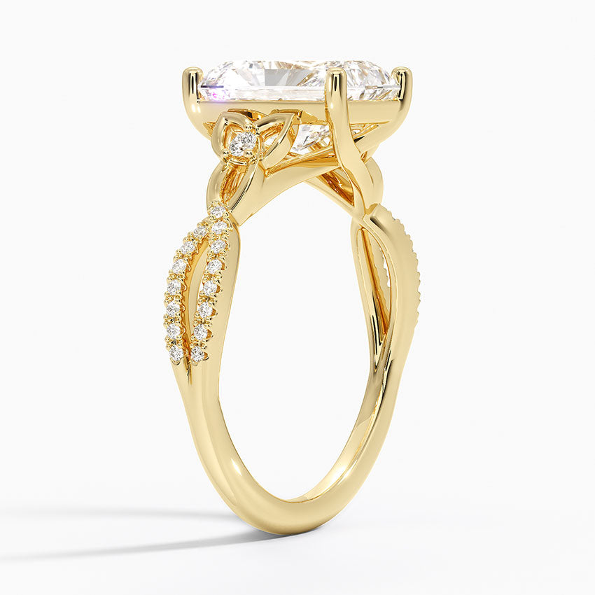 Luxe Celtic Love Knot Diamond Ring - Radiant Cut Center Stone