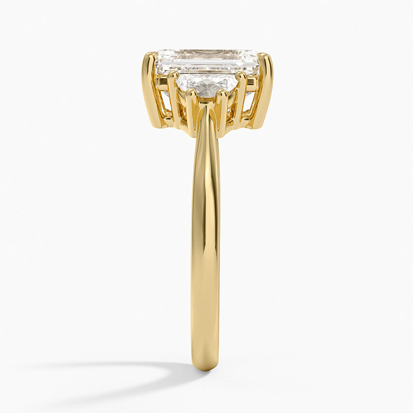 Half Moon Three Stone Diamond Ring (1/4 ct. tw.) - Emerald Cut Center Stone