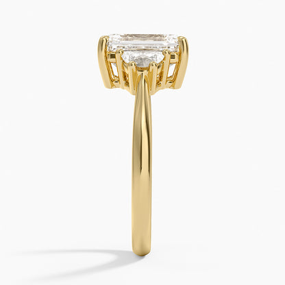 Half Moon Three Stone Diamond Ring (1/4 ct. tw.) - Emerald Cut Center Stone