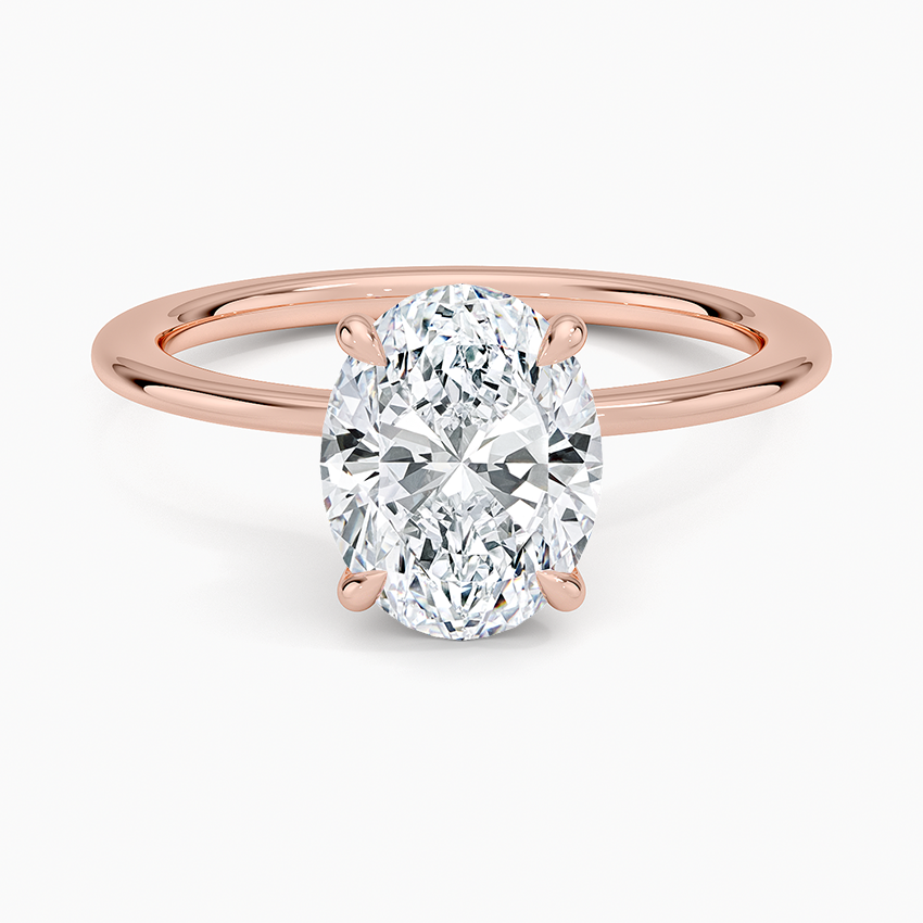 Petite Secret Halo Diamond Ring - Oval Center Stone