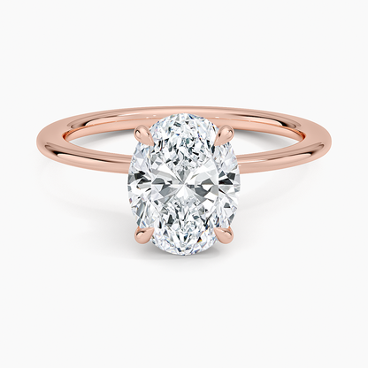 Petite Secret Halo Diamond Ring - Oval Center Stone