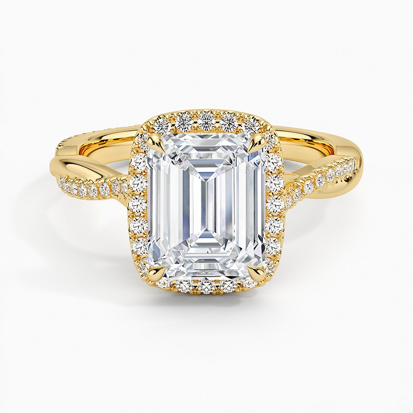 Petite Twisted Vine Halo Diamond Ring (1/4 ct. tw.) - Emerald Cut Center Stone