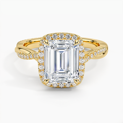 Petite Twisted Vine Halo Diamond Ring (1/4 ct. tw.) - Emerald Cut Center Stone