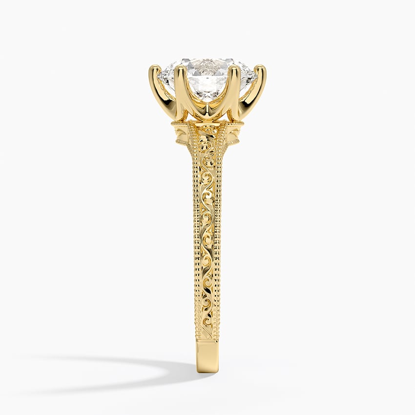 Hudson Engraved Ring - Round Center Stone
