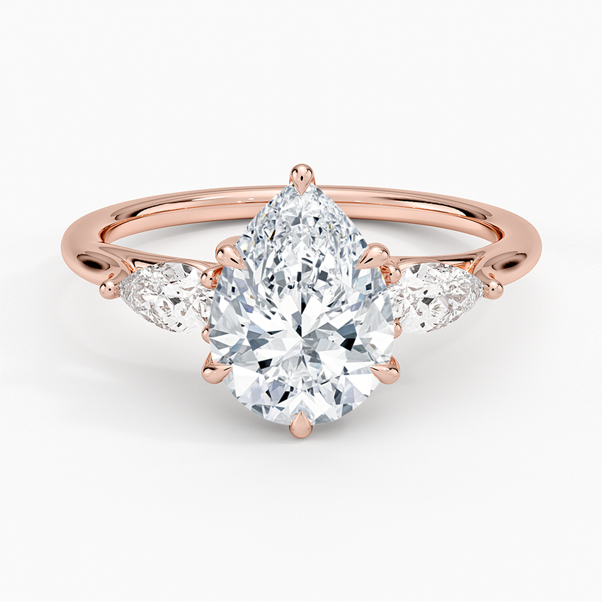 Luxe Delilah Three Stone Pear Diamond Ring - Pear Center Stone