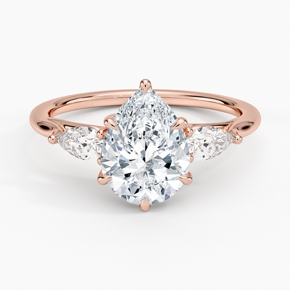 Luxe Delilah Three Stone Pear Diamond Ring - Pear Center Stone