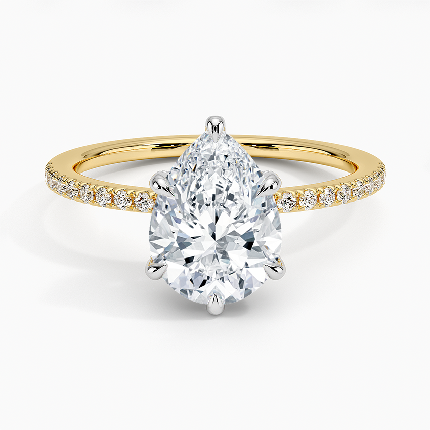 Mixed Metal Viviana Half Coverage Diamond Ring (1/4 ct. tw.) - Pear Cut Center Stone