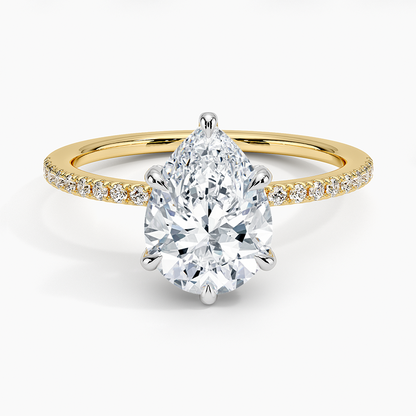 Mixed Metal Viviana Half Coverage Diamond Ring (1/4 ct. tw.) - Pear Cut Center Stone
