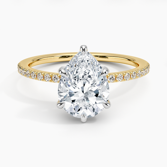 Mixed Metal Viviana Half Coverage Diamond Ring (1/4 ct. tw.) - Pear Cut Center Stone